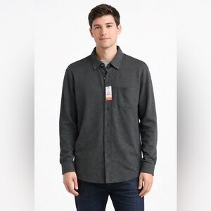 Van Heusen Dark Gray Casual Button Down Shirt